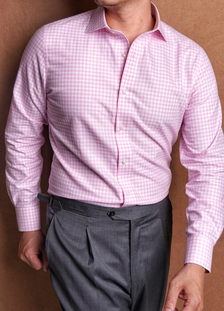 Oxford Gingham Pink Cotton Shirt
