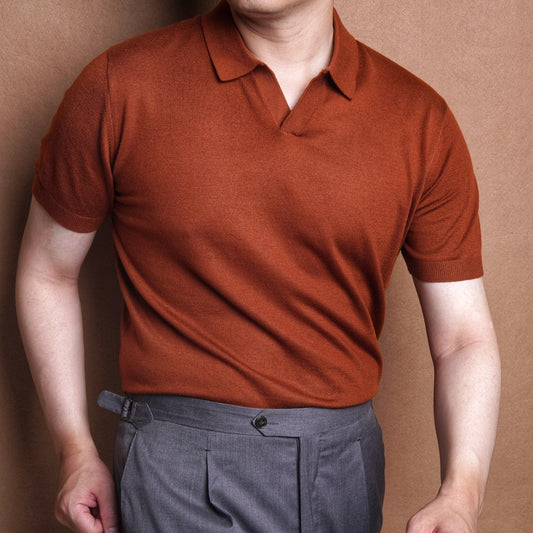 Firenze Brick Orange Knit Polo