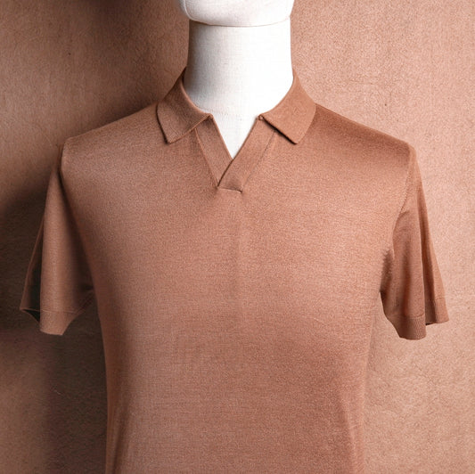 Firenze Camel Brown Knit Polo