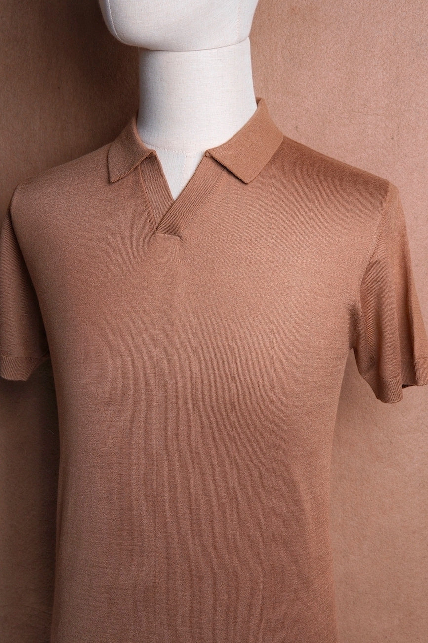 Firenze Camel Brown Knit Polo