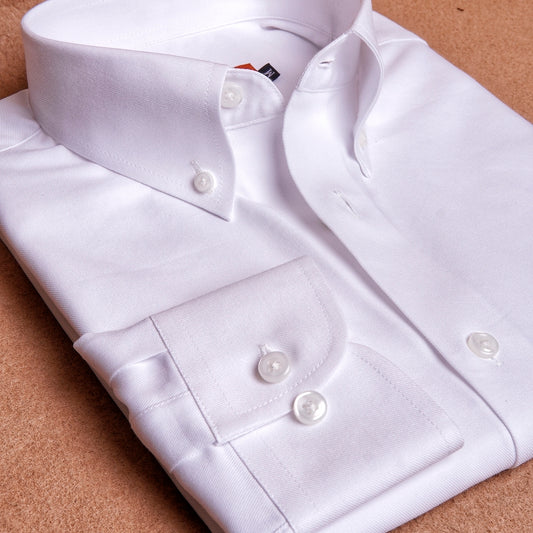 Twill White Button Down Cotton Shirt
