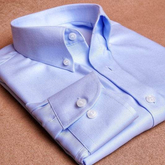Twill Blue Button Down Cotton Shirt