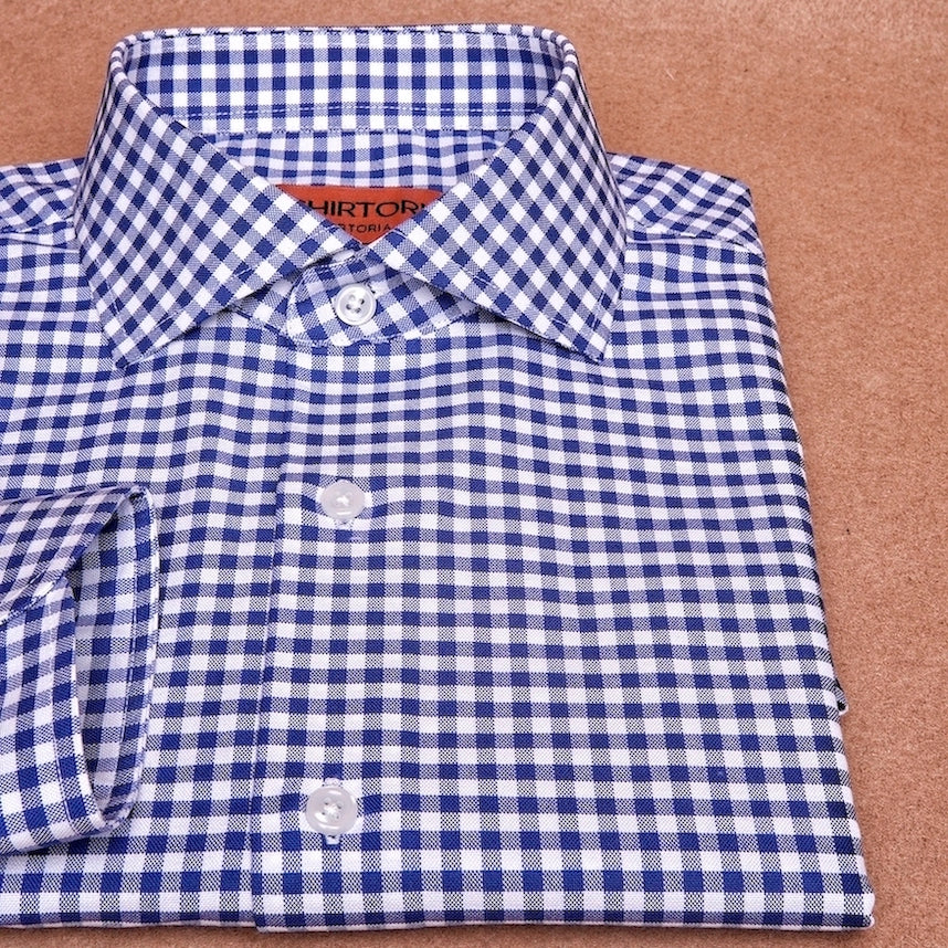 Oxford Gingham Dark Blue Cotton Shirt