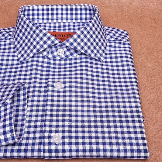 Oxford Gingham Dark Blue Cotton Shirt