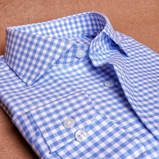 Oxford Gingham Blue Cotton Shirt