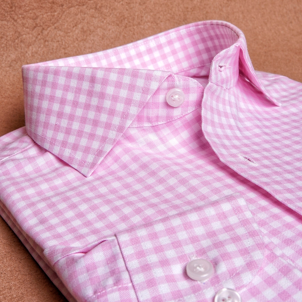 Oxford Gingham Pink Cotton Shirt
