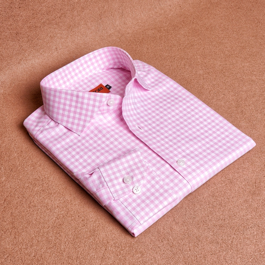 Oxford Gingham Pink Cotton Shirt