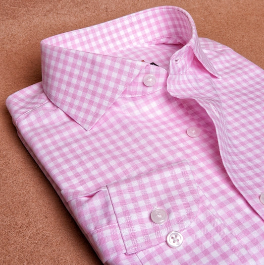 Oxford Gingham Pink Cotton Shirt