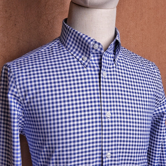 Oxford Button Down Gingham Dark Blue Cotton Shirt