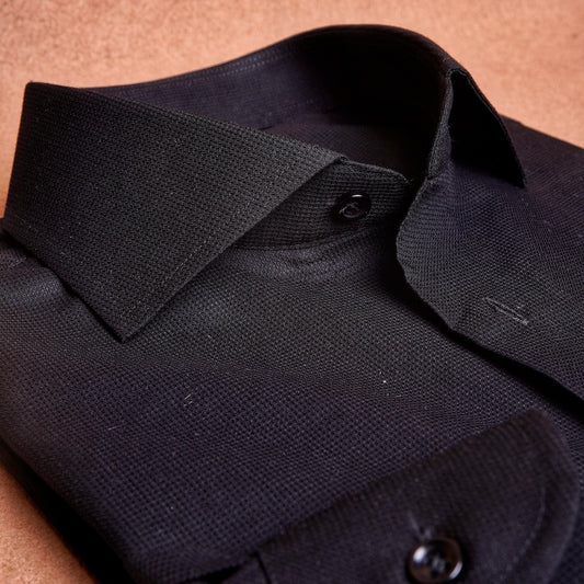 Dobby Black Cotton Shirt