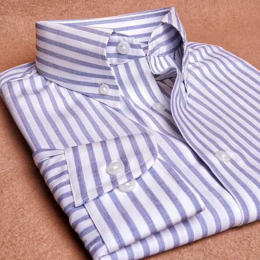 Blue White Stripes Button Down Cotton Shirt
