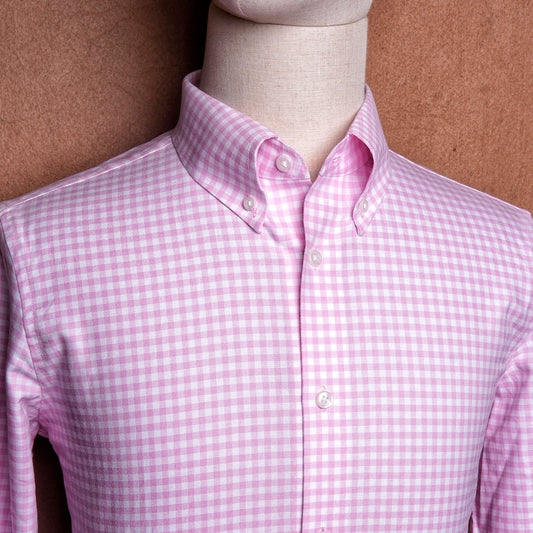 Oxford Button Down Gingham Pink Cotton Shirt