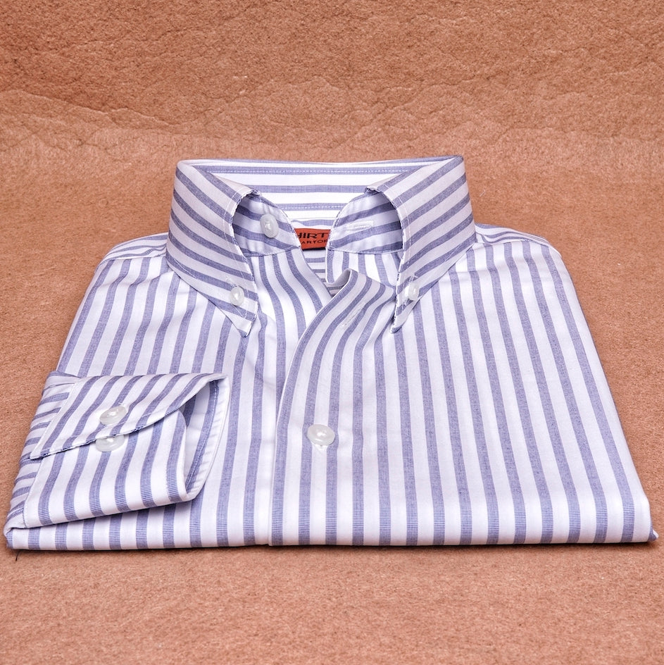Blue White Stripes Button Down Cotton Shirt