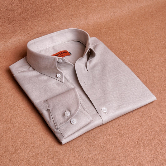 Taupe Linen Cotton Button Down Shirt