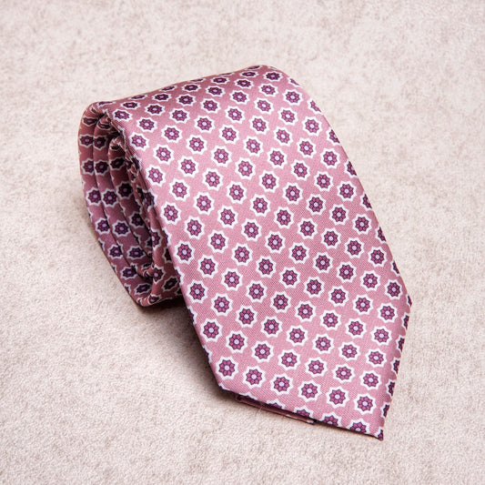 Geometric Purple Pink Microfiber Tie