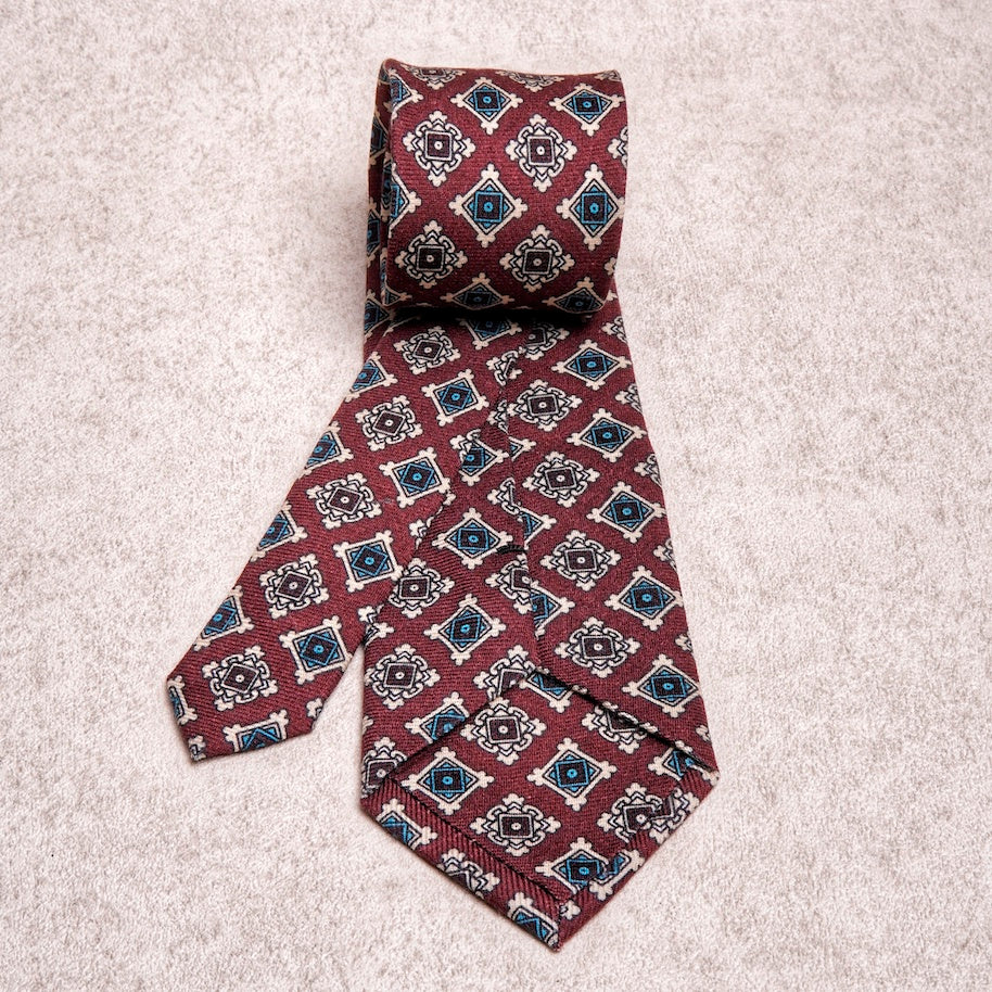 Diamond Blue Burgundy Wool Tie