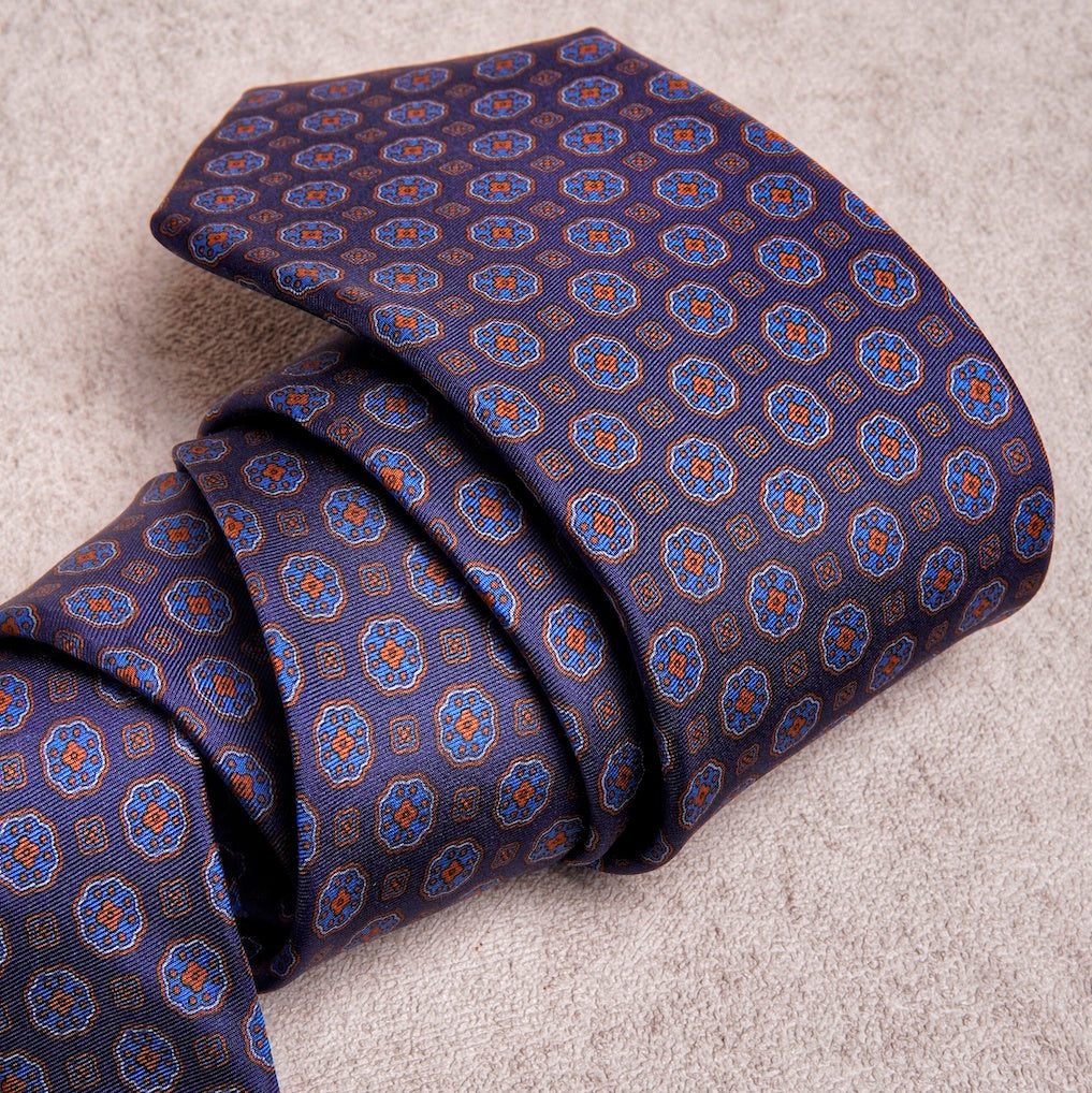 Artisan Medallion Blue Navy Silk Tie