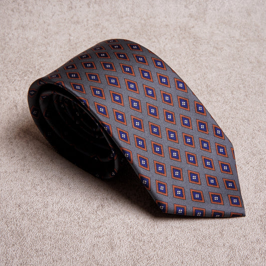Diamond Blue Grey Microfiber Tie