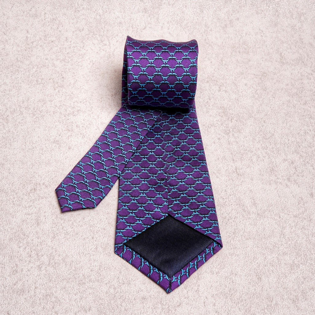 Chain Blue Purple Silk Tie