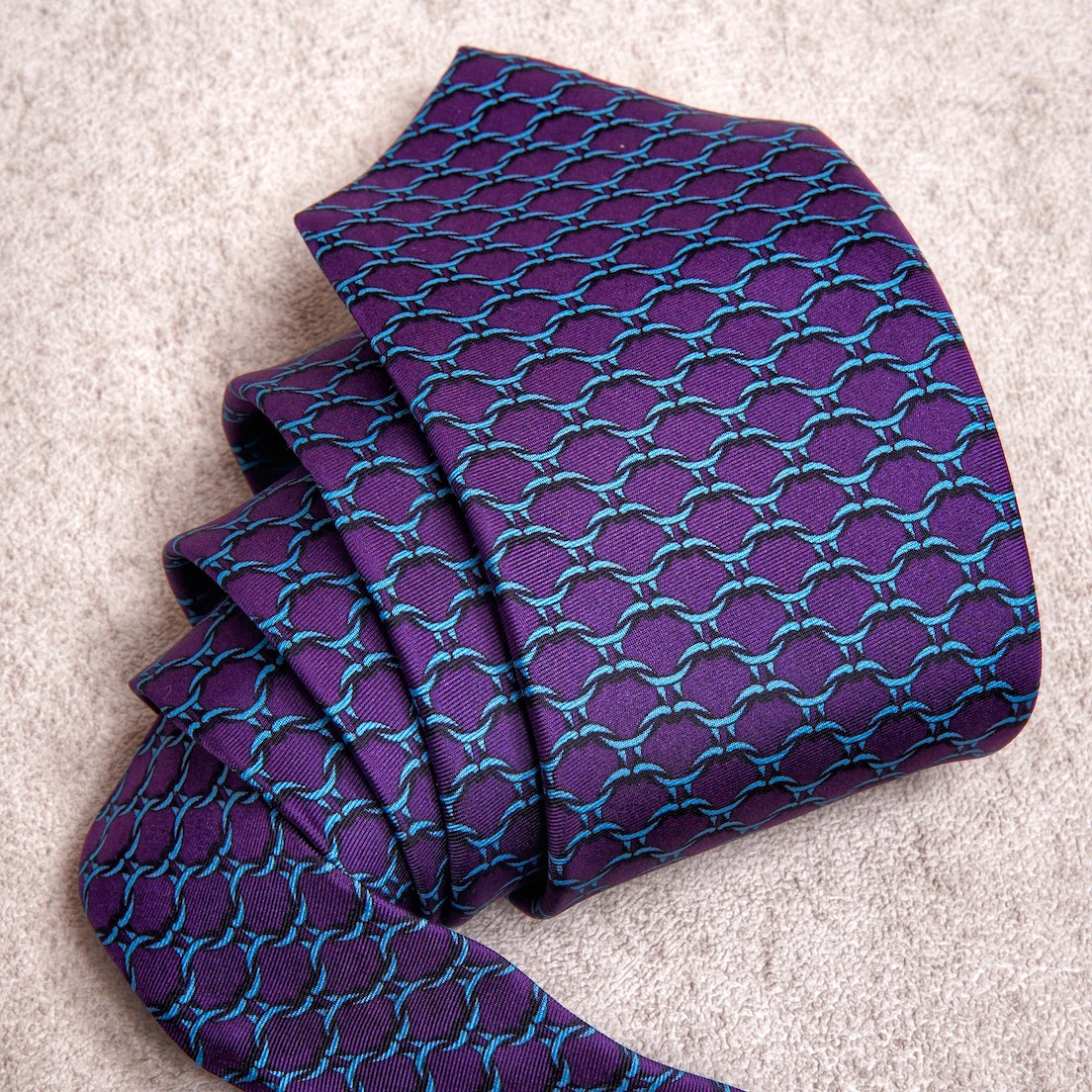 Chain Blue Purple Silk Tie