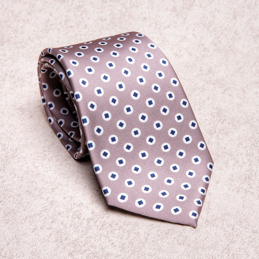 Geometric Blue Beige Microfiber Tie