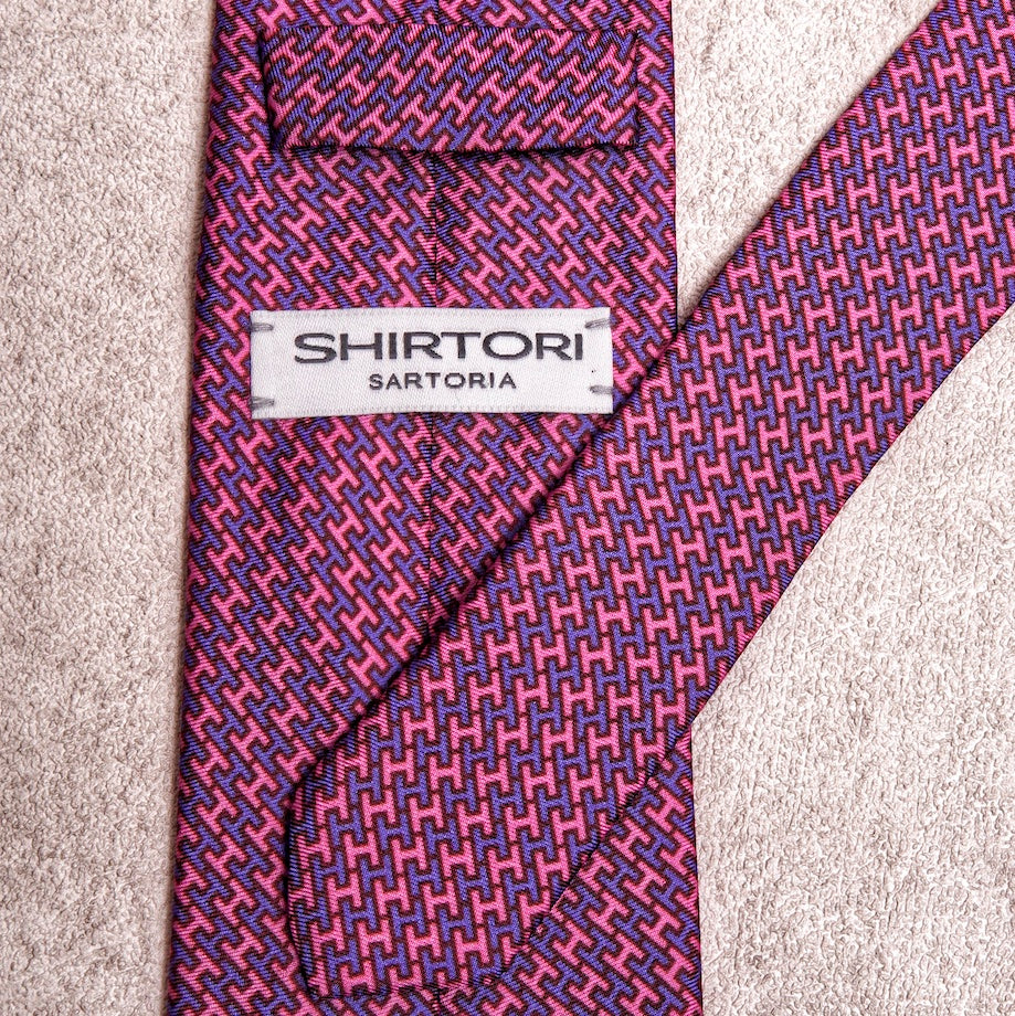 Chain Cyan Pink Silk Tie