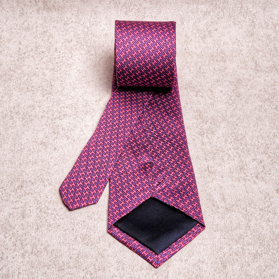 Chain Cyan Pink Silk Tie